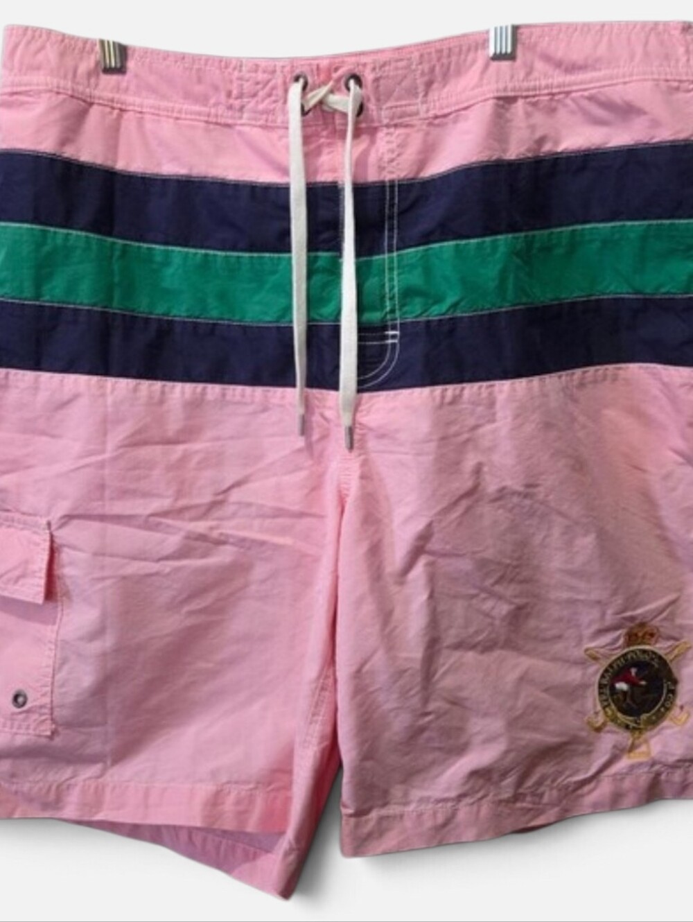 Polo Ralph Lauren Men's XL Pink Crest Swim Trunks Board Shorts Color Block Mesh